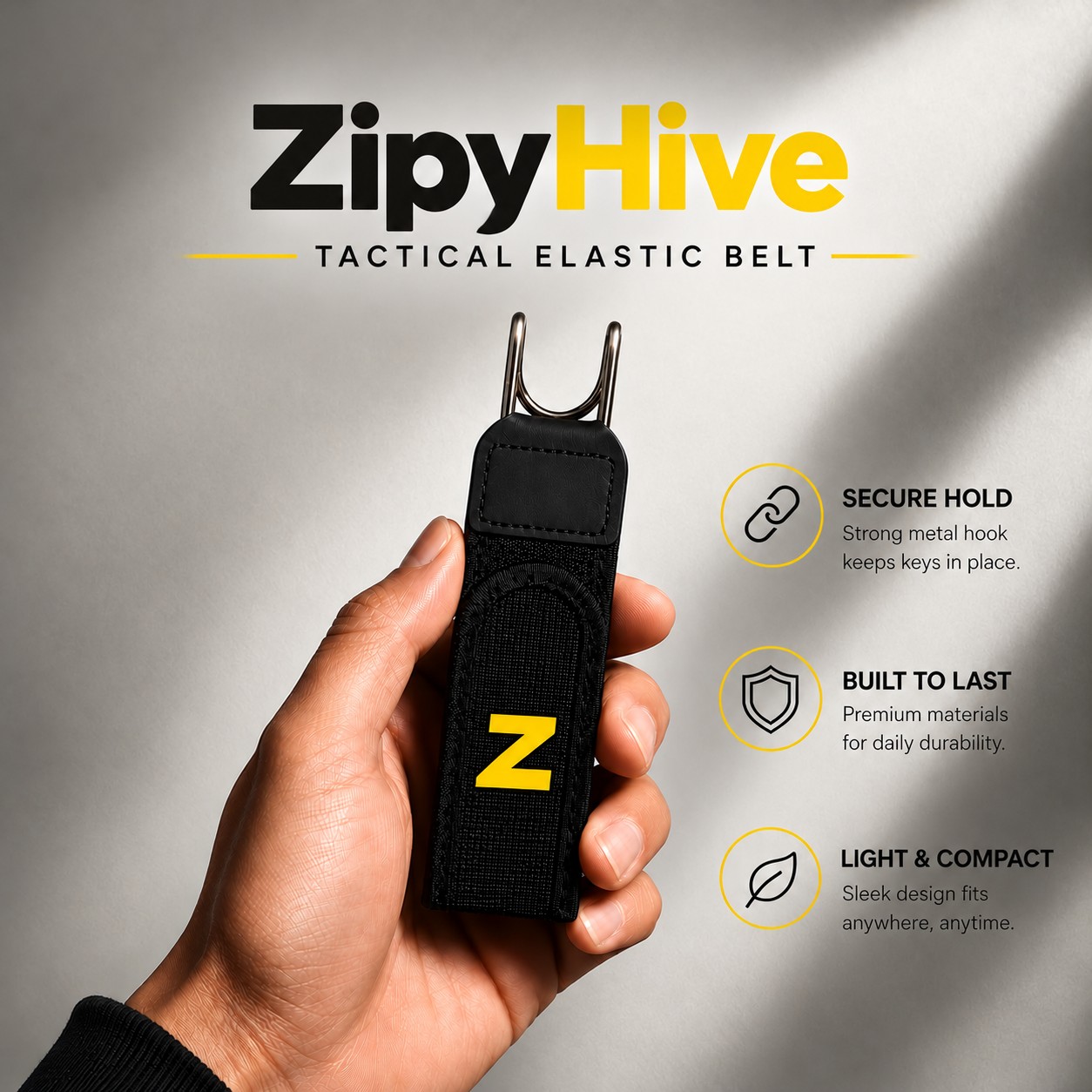 ZipyHive Tactical Elastic Belt for Men, All-Day Comfort (pack of 2)