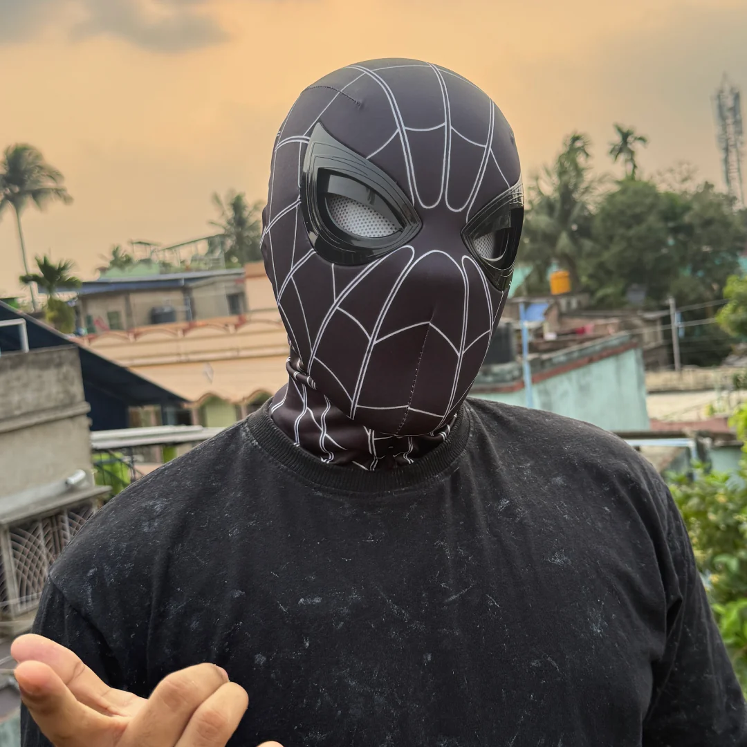 Mechanical Moving Eyes LED Cosplay Mask | Black Full Face Hero Costume