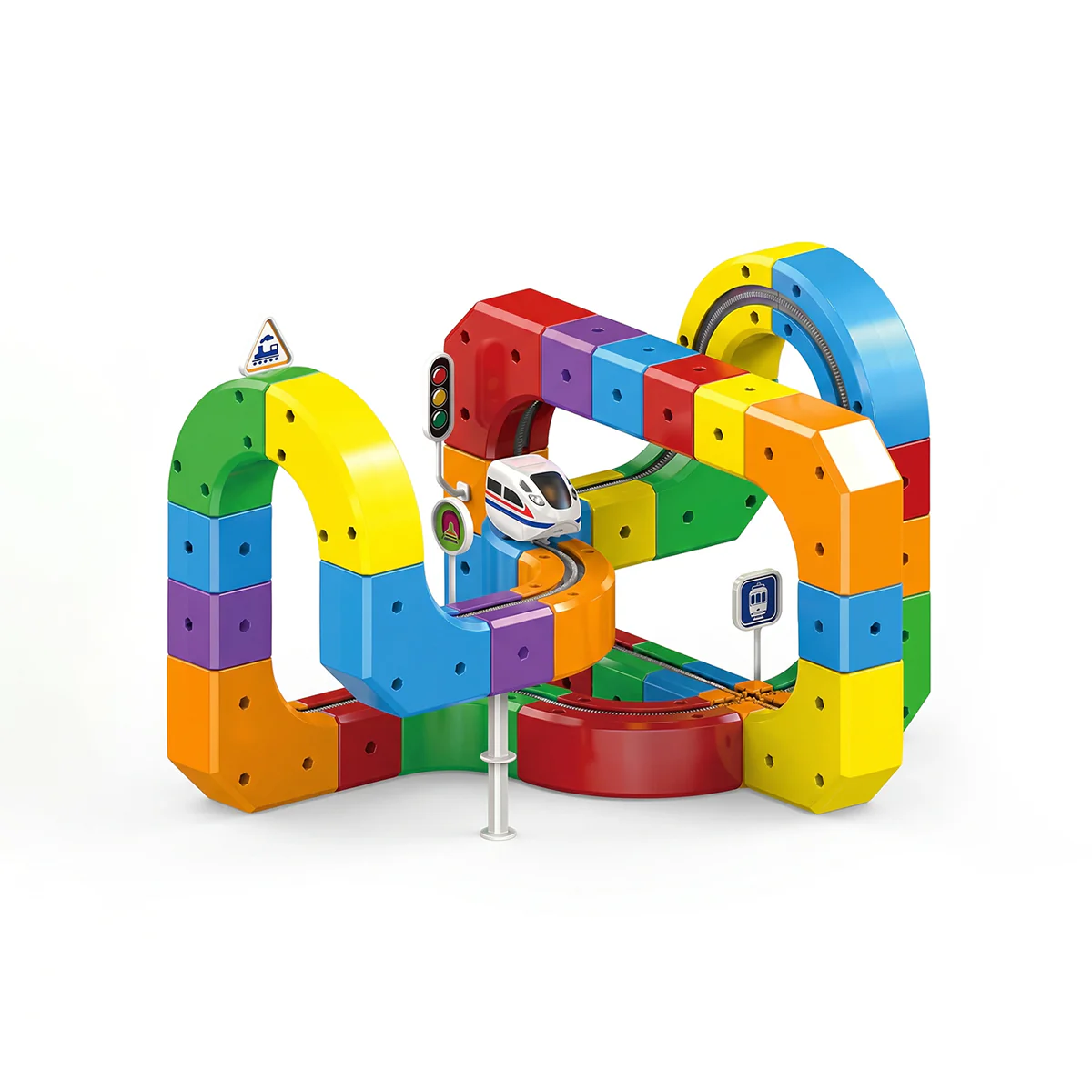 Electric Train Track Set for Kids | 3D Flexible STEM Railway Toy with Motorized Train