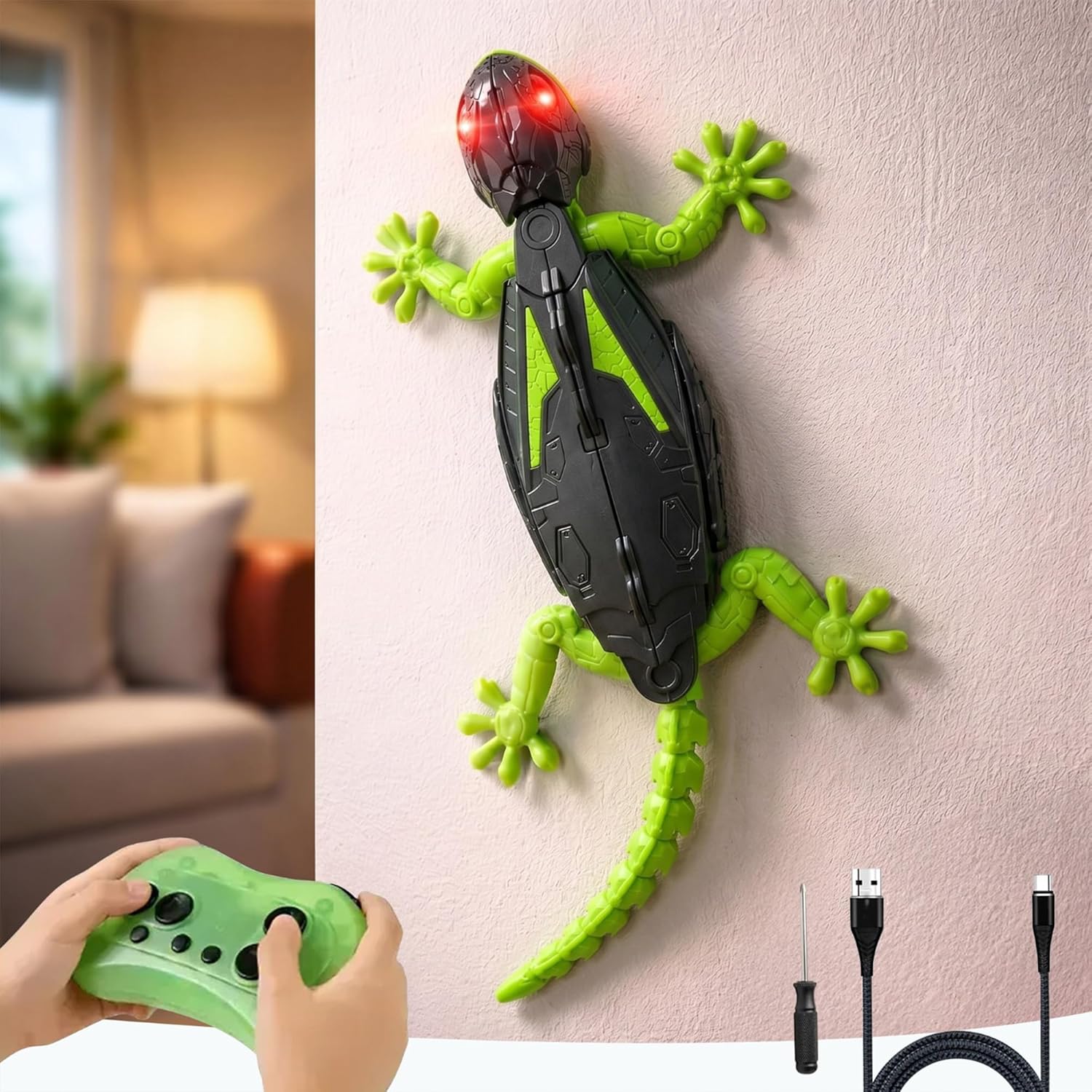Wall Climbing Lizard Toy | Remote Control Crawling Gecko with LED Lights